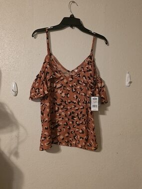 Kohl's Rust Leopard-Print Cold Shoulder Cami